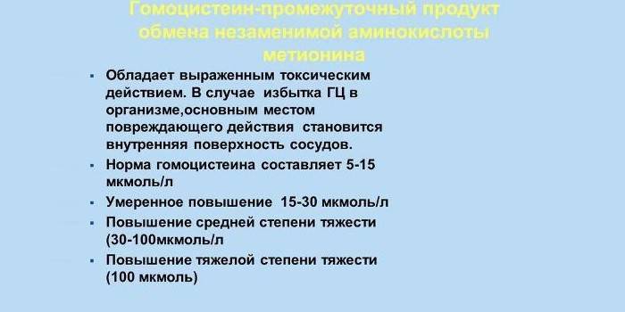 Норма и повышенный уровень гомоцистеина