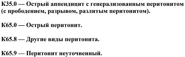Перитонит по МКБ 10